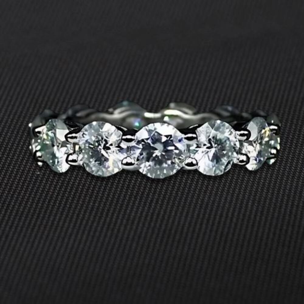 Round Moissanite Wedding Ring Full Eternity Band Stackable Tennis 9 NWT